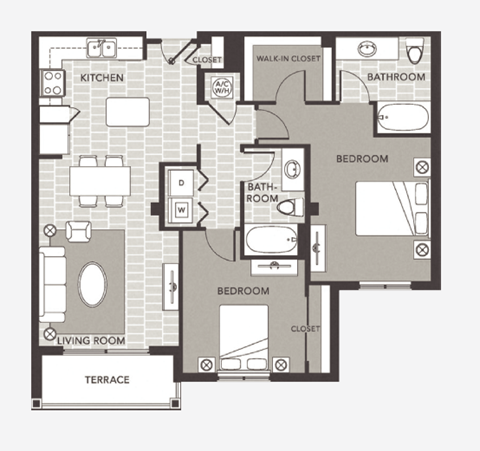 a floor plan of a bedroom apartment